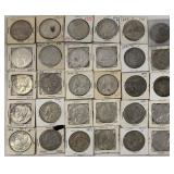 30 US SILVER DOLLARS:  24 MORGAN & 6 PEACE DOLLARS