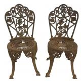 PR OF CAST IRON IVY PATTERN GARDEN CHAIRS
