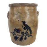 HAYSTON , FT EDWARD SALT GLAZED CROCK W/ BIRD