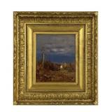 OIL / BOARD JERVIS MCENTEE (1828 - 1911) LANDSCAPE