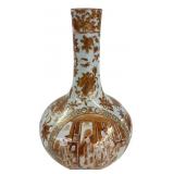 EARLY HAND PAINTED ORIENTAL WINDOW PATTERN BOTTLE