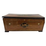 SWISS 10 TUNE INLAID MUSIC BOX W/ SONG SHEET