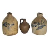 2 N. CLARK JR. JUGS,10 1/2" & SMALL 7" BROWN JUG