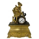 FIRE GILDED BRONZE FRENCH EMPIRE FIGURAL CLOCK