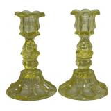 PR  7" TALL CANARY YELLOW PETAL LOOP CANDLESTICKS