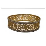 21 KT GOLD FILIGREE BANGLE BRACELET W/ WHITE