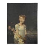 OIL / PANEL PORTRAIT OF AN ADOLESCENT GIRL IN