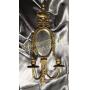Heavy brass mirrored wall sconce 23in