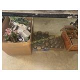 4 boxes glass and misc