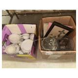2 boxes dishes and decor