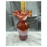 Hand blown slag glass marbled vase