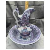 Purple floral pitcher and basin