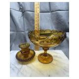 Amber compote and candle holder