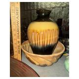 Pottery vase and bowl