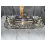 Silverplate butter saver and shakers