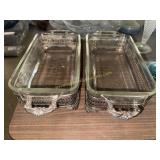 Pair of silverplate serving stands with fire king