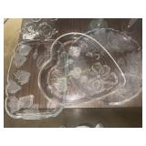 3 embossed crystal platters