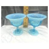 Blue opalescent candy stands