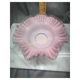 Fenton pink silvercrest ruffle bowl