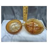 2 marigold carnival bowls divided and grape