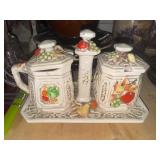 Vintage fruit cream and sugar set