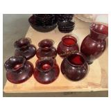 Group of ruby red vases
