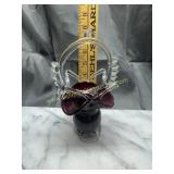 Ruby and clear blown glass basket
