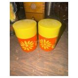 Vintage enamel salt and pepper shakers