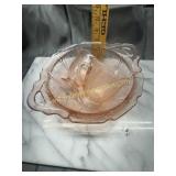 Pink depression bowl and cream/sugar