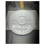 Milk glass divided platter
