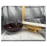 Pottery bowl and vintage planter