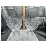 Pair of large crystal centerpiece compotes