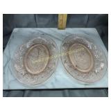 Pair of pink tiara glass oval dishes