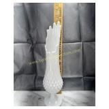 Midcentury milk glass hobnail swung vase pedestal