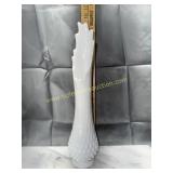 midcentury milk glass hobnail swung vase