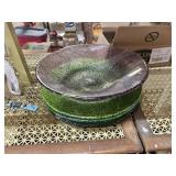 Consolidated art glass bowl and platters