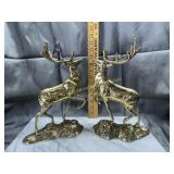 Pair of solid brass stags