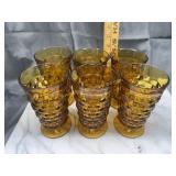 6 Amber Whitehall tea glasses