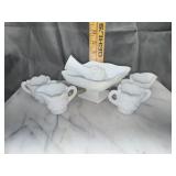 Small cream/sugar sets and other milk glass