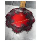 Ruby with silver overlay dish