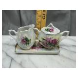 Rose cream and sugar on tray