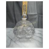 Heavy footed etched crystal candy dish