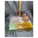 Pink and green depression and amber glass