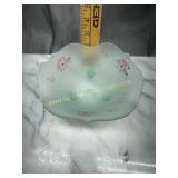 Green satin hand painted bowl