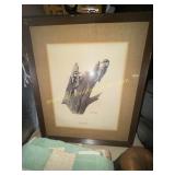 Ray Harm cedar waxing and woodpecker lithograph