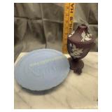 Fenton plate and candy stand damaged