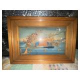 Vintage Chinese hand carved cork art diorama