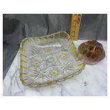 Square bowl and flower frog