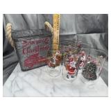 Christmas glasses and pail