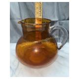 Amber blown glass pitcher